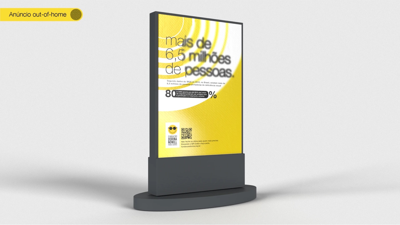 Anúncio out-of-home com o dado de 6,5 milhões de pessoas.